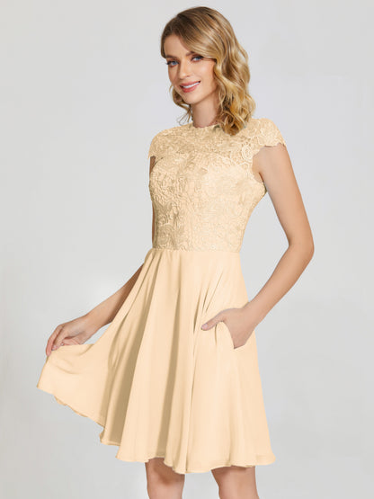 Alana Lace Cap Sleeves Short Bridesmaid Dress