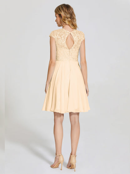 Alana Lace Cap Sleeves Short Bridesmaid Dress