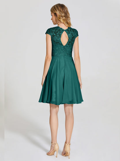 Alana Lace Cap Sleeves Short Bridesmaid Dress