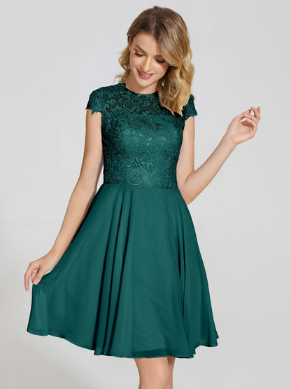 Alana Lace Cap Sleeves Short Bridesmaid Dress