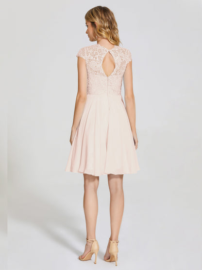 Alana Lace Cap Sleeves Short Bridesmaid Dress