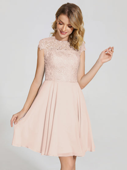 Alana Lace Cap Sleeves Short Bridesmaid Dress