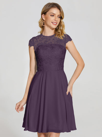 Alana Lace Cap Sleeves Short Bridesmaid Dress