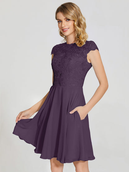 Alana Lace Cap Sleeves Short Bridesmaid Dress
