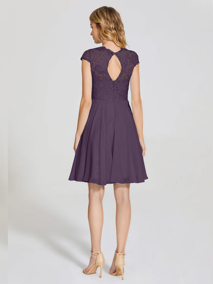 Alana Lace Cap Sleeves Short Bridesmaid Dress