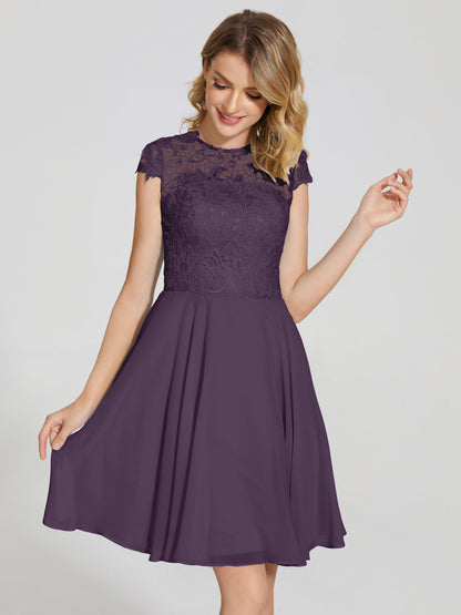 Alana Lace Cap Sleeves Short Bridesmaid Dress