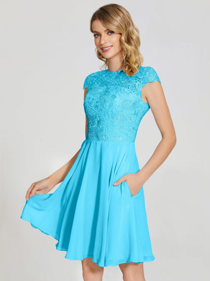 Alana Lace Cap Sleeves Short Bridesmaid Dress