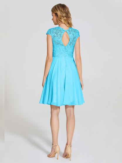 Alana Lace Cap Sleeves Short Bridesmaid Dress