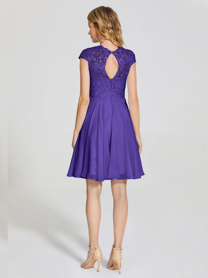 Alana Lace Cap Sleeves Short Bridesmaid Dress