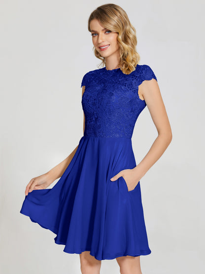 Alana Lace Cap Sleeves Short Bridesmaid Dress