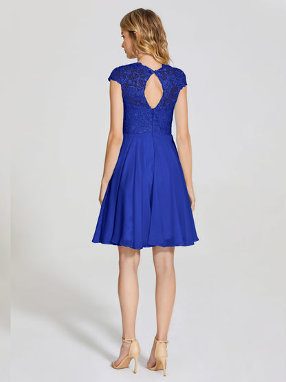 Alana Lace Cap Sleeves Short Bridesmaid Dress