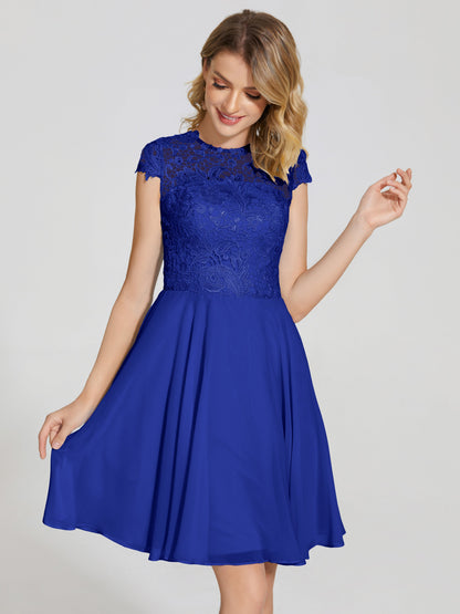 Alana Lace Cap Sleeves Short Bridesmaid Dress
