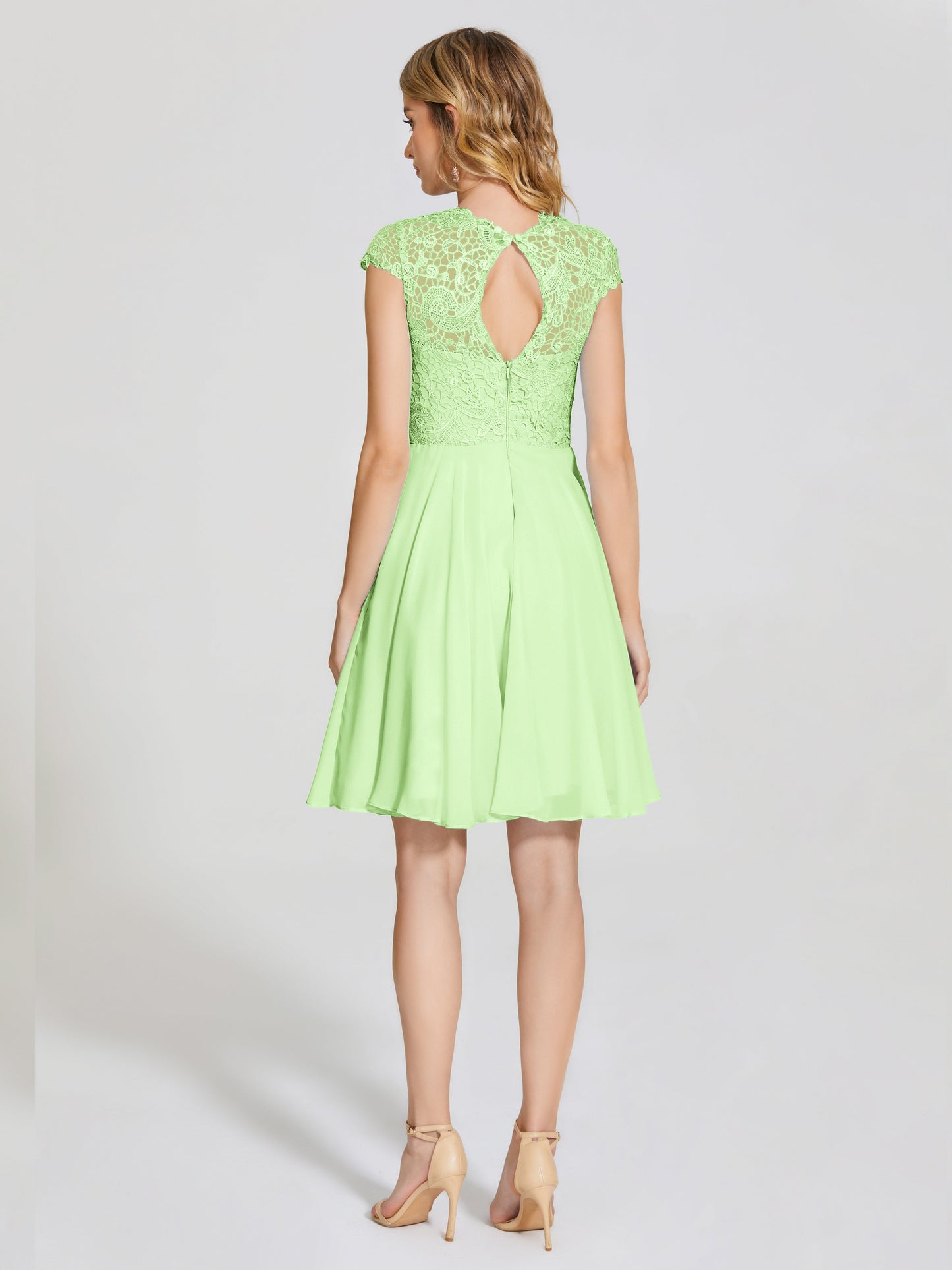 Alana Lace Cap Sleeves Short Bridesmaid Dress
