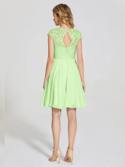 Alana Lace Cap Sleeves Short Bridesmaid Dress