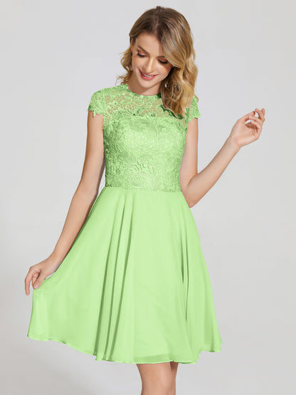 Alana Lace Cap Sleeves Short Bridesmaid Dress