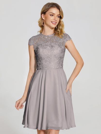 Alana Lace Cap Sleeves Short Bridesmaid Dress