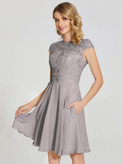 Alana Lace Cap Sleeves Short Bridesmaid Dress