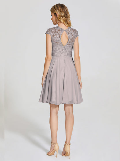 Alana Lace Cap Sleeves Short Bridesmaid Dress