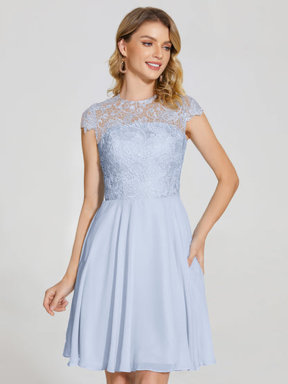 Alana Lace Cap Sleeves Short Bridesmaid Dress