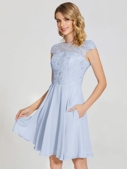Alana Lace Cap Sleeves Short Bridesmaid Dress