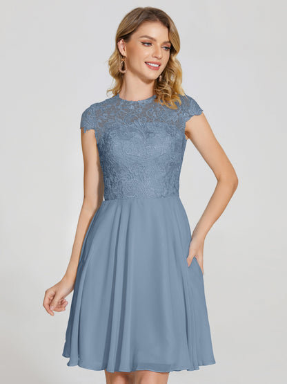 Alana Lace Cap Sleeves Short Bridesmaid Dress