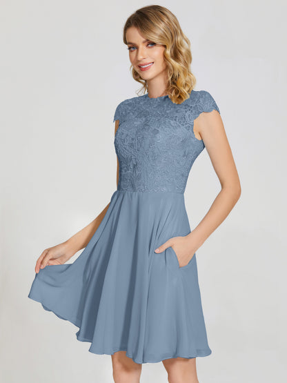 Alana Lace Cap Sleeves Short Bridesmaid Dress