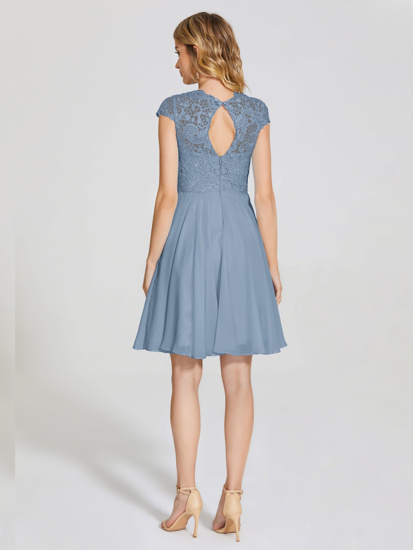 Alana Lace Cap Sleeves Short Bridesmaid Dress