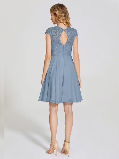 Alana Lace Cap Sleeves Short Bridesmaid Dress