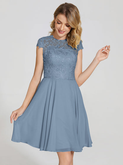 Alana Lace Cap Sleeves Short Bridesmaid Dress