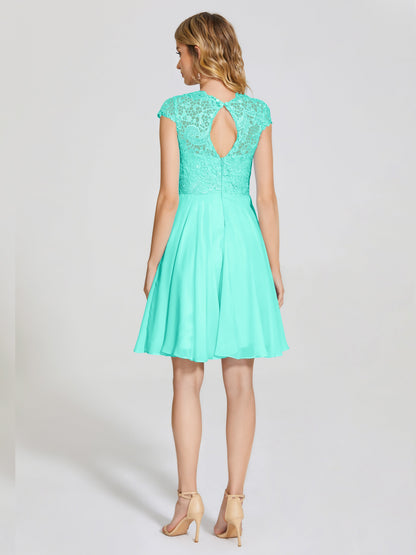 Alana Lace Cap Sleeves Short Bridesmaid Dress