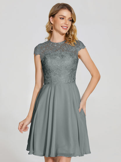 Alana Lace Cap Sleeves Short Bridesmaid Dress
