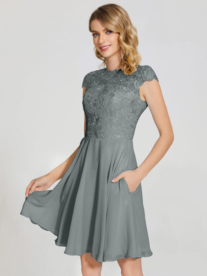 Alana Lace Cap Sleeves Short Bridesmaid Dress