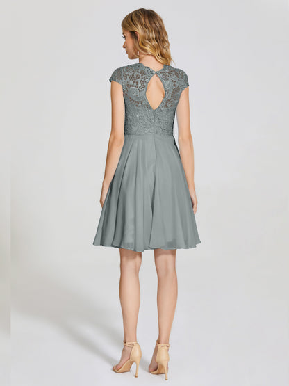 Alana Lace Cap Sleeves Short Bridesmaid Dress