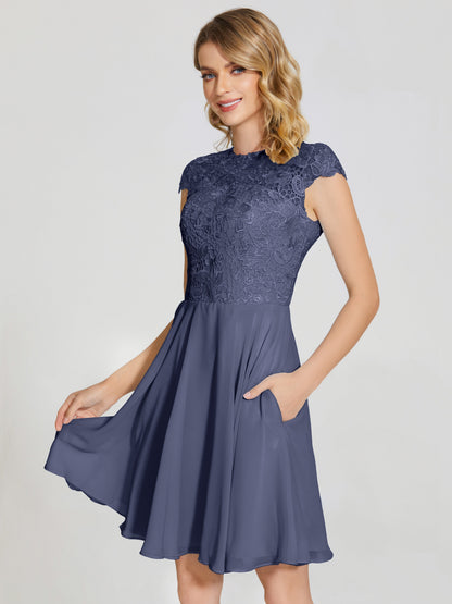 Alana Lace Cap Sleeves Short Bridesmaid Dress