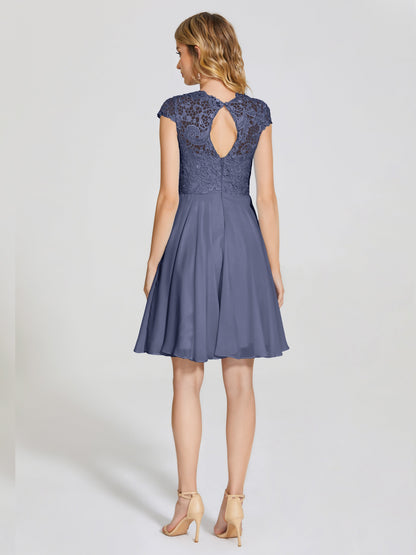 Alana Lace Cap Sleeves Short Bridesmaid Dress