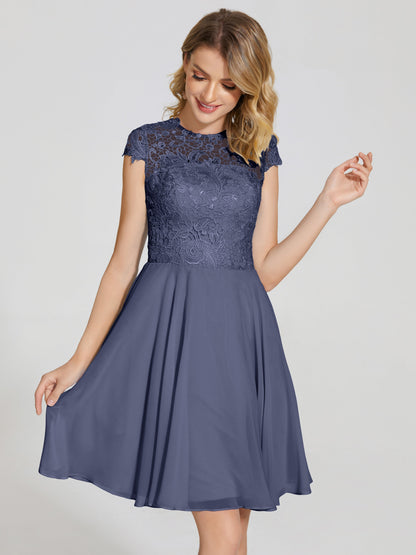 Alana Lace Cap Sleeves Short Bridesmaid Dress