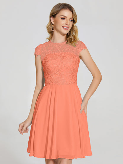 Alana Lace Cap Sleeves Short Bridesmaid Dress