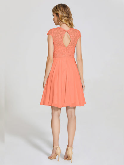 Alana Lace Cap Sleeves Short Bridesmaid Dress