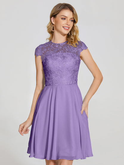 Alana Lace Cap Sleeves Short Bridesmaid Dress
