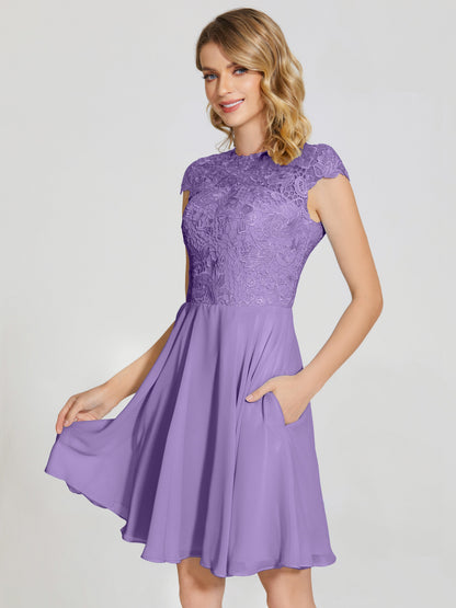 Alana Lace Cap Sleeves Short Bridesmaid Dress