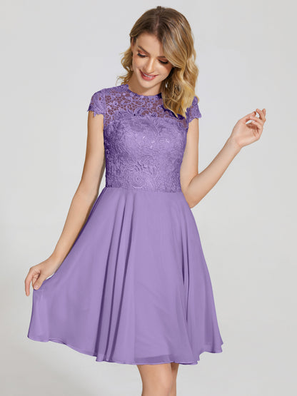 Alana Lace Cap Sleeves Short Bridesmaid Dress
