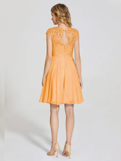 Alana Lace Cap Sleeves Short Bridesmaid Dress