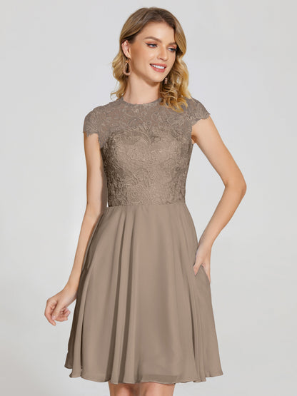 Alana Lace Cap Sleeves Short Bridesmaid Dress