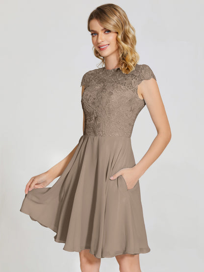Alana Lace Cap Sleeves Short Bridesmaid Dress