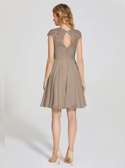 Alana Lace Cap Sleeves Short Bridesmaid Dress