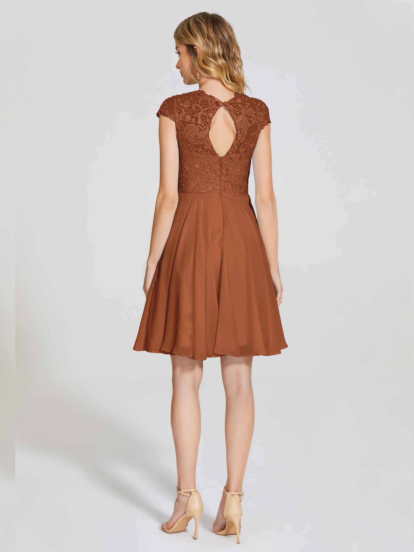 Alana Lace Cap Sleeves Short Bridesmaid Dress
