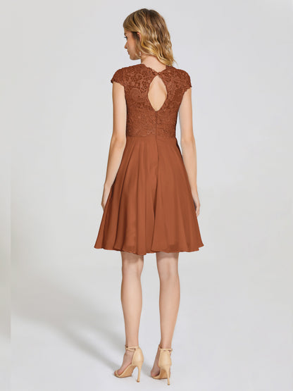 Alana Lace Cap Sleeves Short Bridesmaid Dress