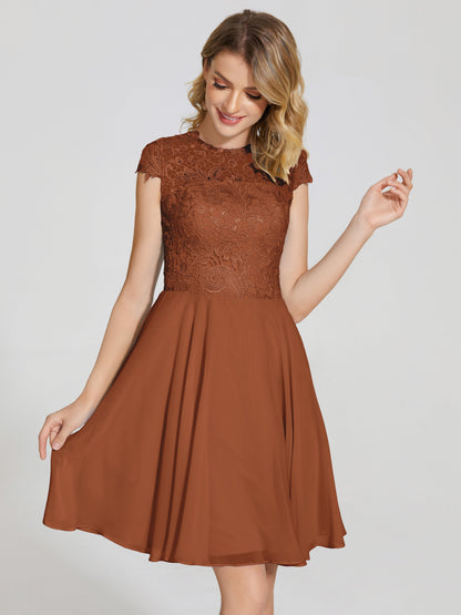 Alana Lace Cap Sleeves Short Bridesmaid Dress