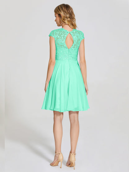 Alana Lace Cap Sleeves Short Bridesmaid Dress