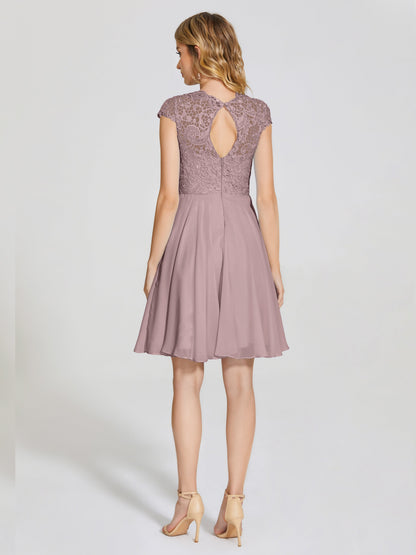 Alana Lace Cap Sleeves Short Bridesmaid Dress